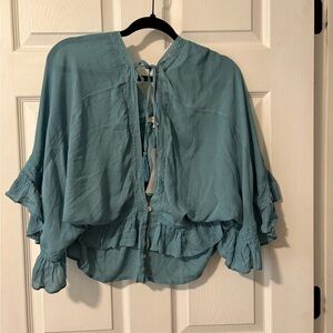 Easel Teal Button-Down Blouse